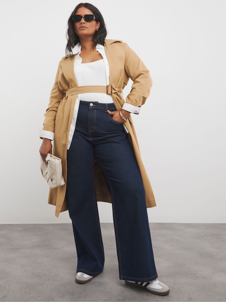 Simply Be Blue Contrast Stitch Wide Leg Denim Jeans - Image 4 of 4 Simply Be Blue Contrast Stitch Wide Leg Denim Jeans - Image 4 of 4