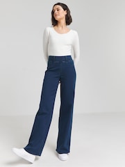 Simply Be Blue Wide Leg Pull On Jeggings - Image 1 of 5