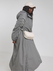 Simply Be Grey Dipped Hem Rain Coat - Image 1 of 4
