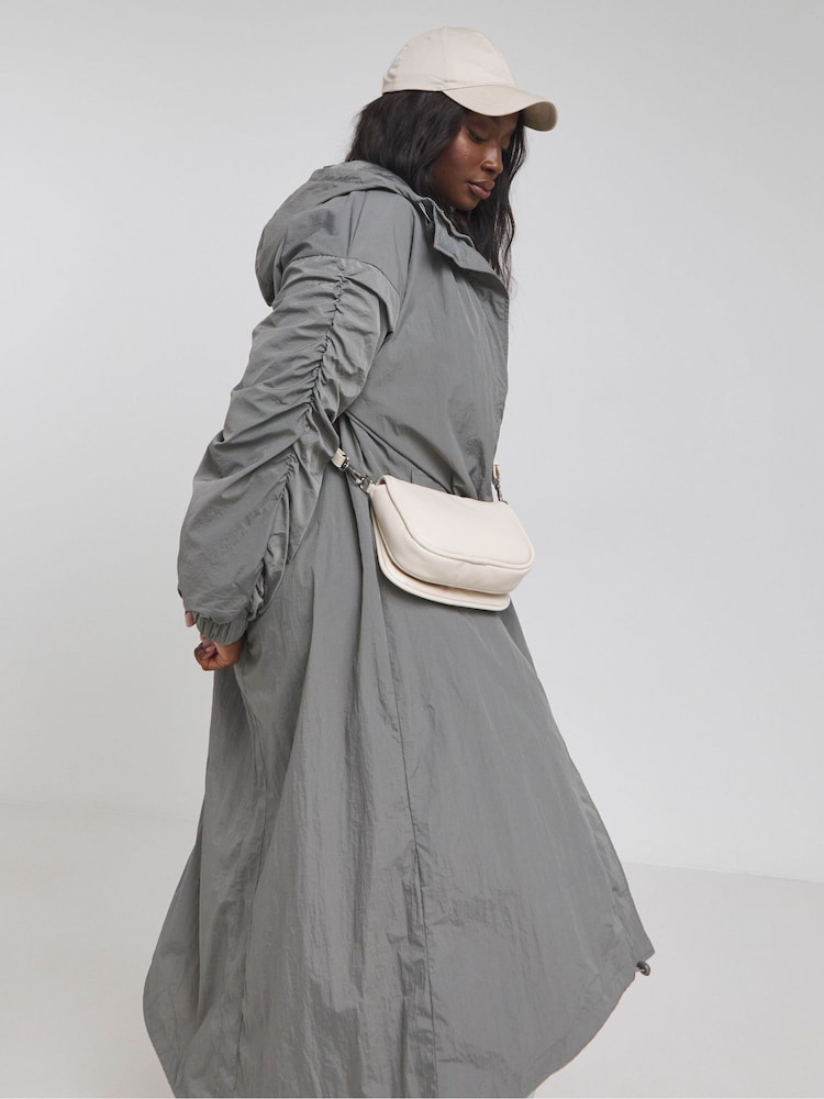 Simply Be Grey Dipped Hem Rain Coat - Image 1 of 4