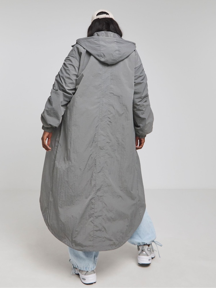 Simply Be Grey Dipped Hem Rain Coat - Image 2 of 4