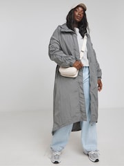 Simply Be Grey Dipped Hem Rain Coat - Image 3 of 4