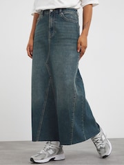 Simply Be Blue Seamed Full Maxi Skirt - Image 2 of 5