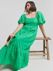Simply Be Green Broderie Maxi Dress - Image 1 of 4