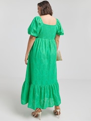 Simply Be Green Broderie Maxi Dress - Image 3 of 4