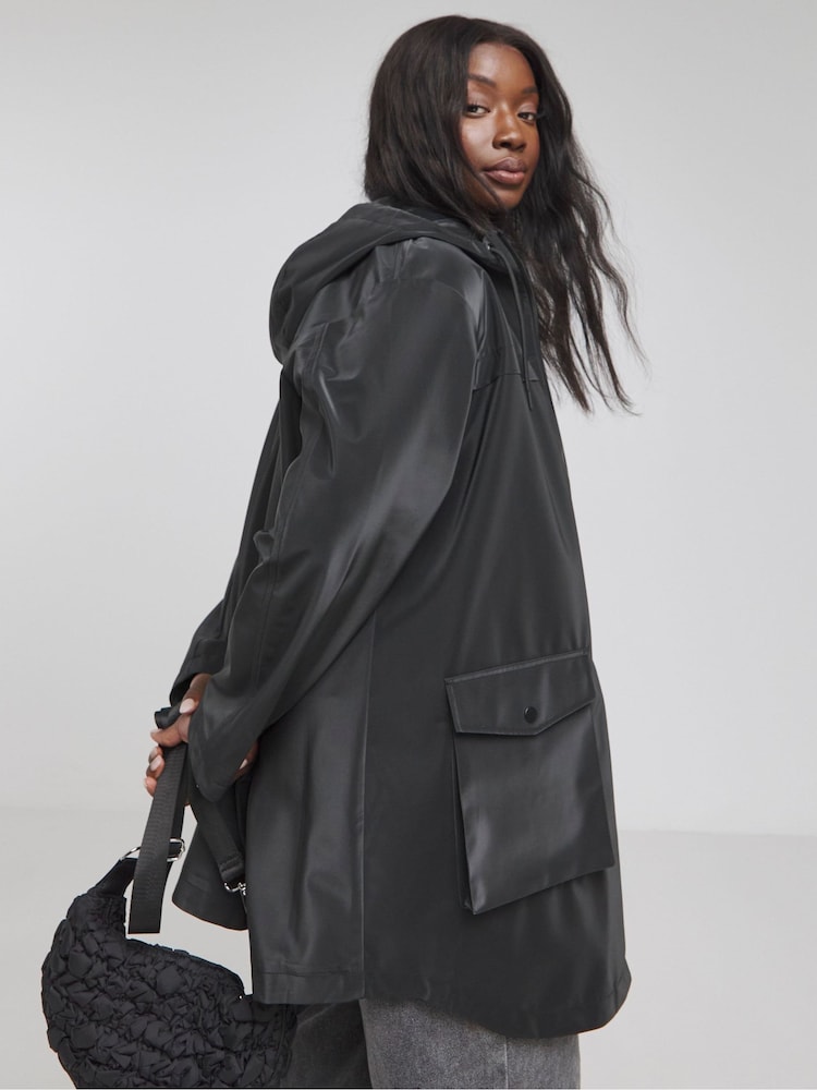 Simply Be Black High Shine Coat - Image 1 of 4