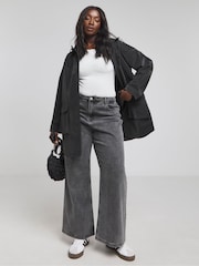 Simply Be Black High Shine Coat - Image 3 of 4
