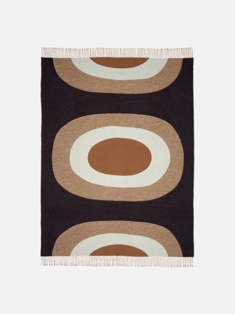 Marimekko Brown  Off White  Dark Blue Melooni Throw - Image 1 of 2