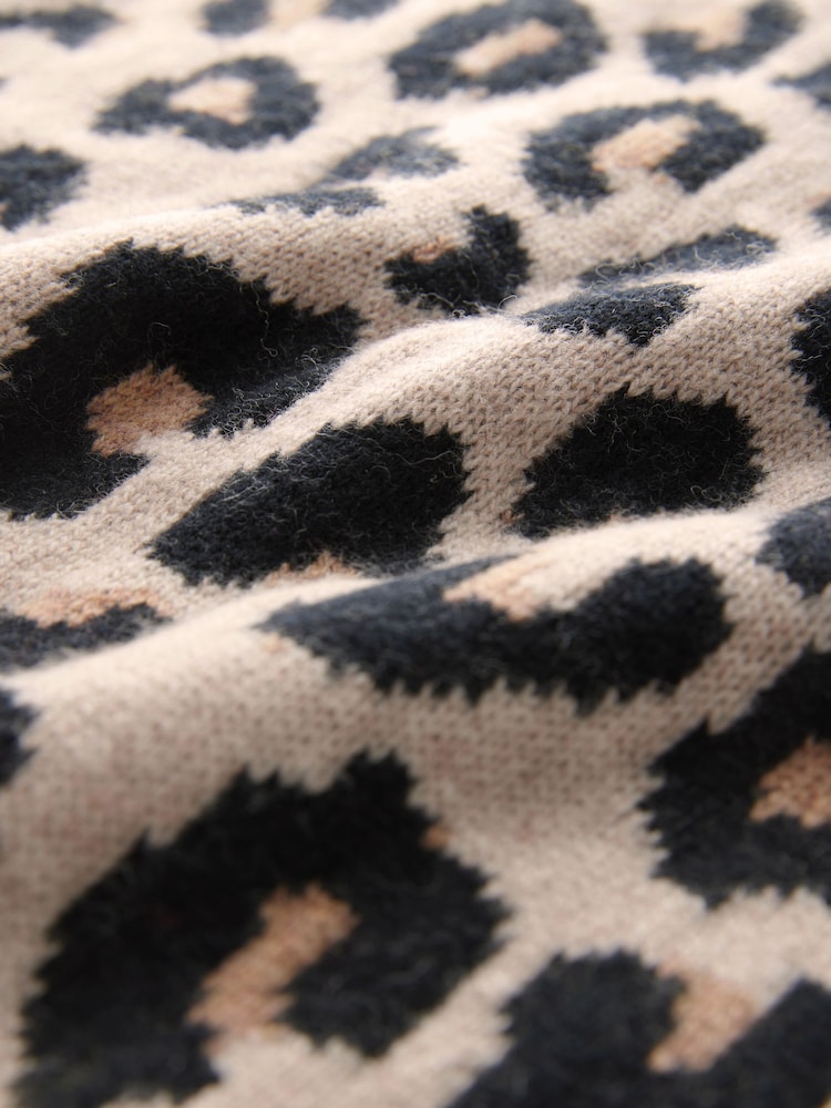 Animal-Leopardenprint - Premium Pullover aus 100 % Lammwolle mit Strickmuster und Rundhalsausschnitt - Bild 7 von 7 Animal-Leopardenprint - Premium Pullover aus 100 % Lammwolle mit Strickmuster und Rundhalsausschnitt - Bild 7 von 7