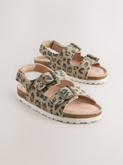 Animal Printed Wide Fit (G) Touch Fastening Strap Corkbed Sandals - Image 1 of 5
