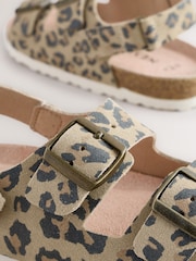 Animal Printed Wide Fit (G) Touch Fastening Strap Corkbed Sandals - Image 3 of 5