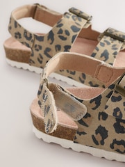 Animal Printed Wide Fit (G) Touch Fastening Strap Corkbed Sandals - Image 4 of 5
