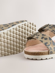 Animal Printed Wide Fit (G) Touch Fastening Strap Corkbed Sandals - Image 5 of 5