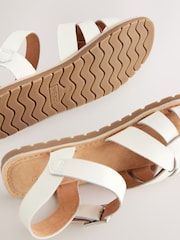 White Wide Fit (G) Leather Woven Sandals - Image 6 of 6
