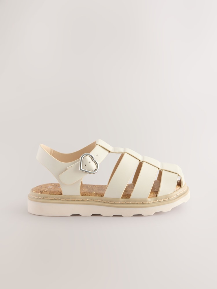 White Wide Fit (G) Chunky Fisherman Sandals - Image 1 of 5