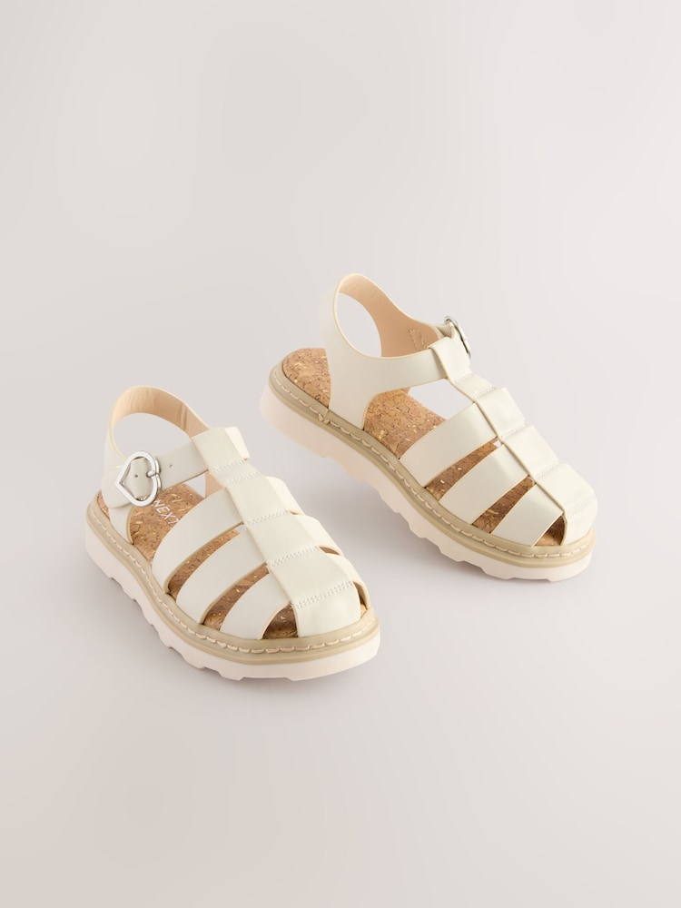 White Wide Fit (G) Chunky Fisherman Sandals - Image 2 of 5