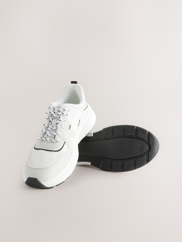 Neutral Forever Comfort® Chunky Sole Mesh Detail Lace-Up Trainers - Image 10 of 12