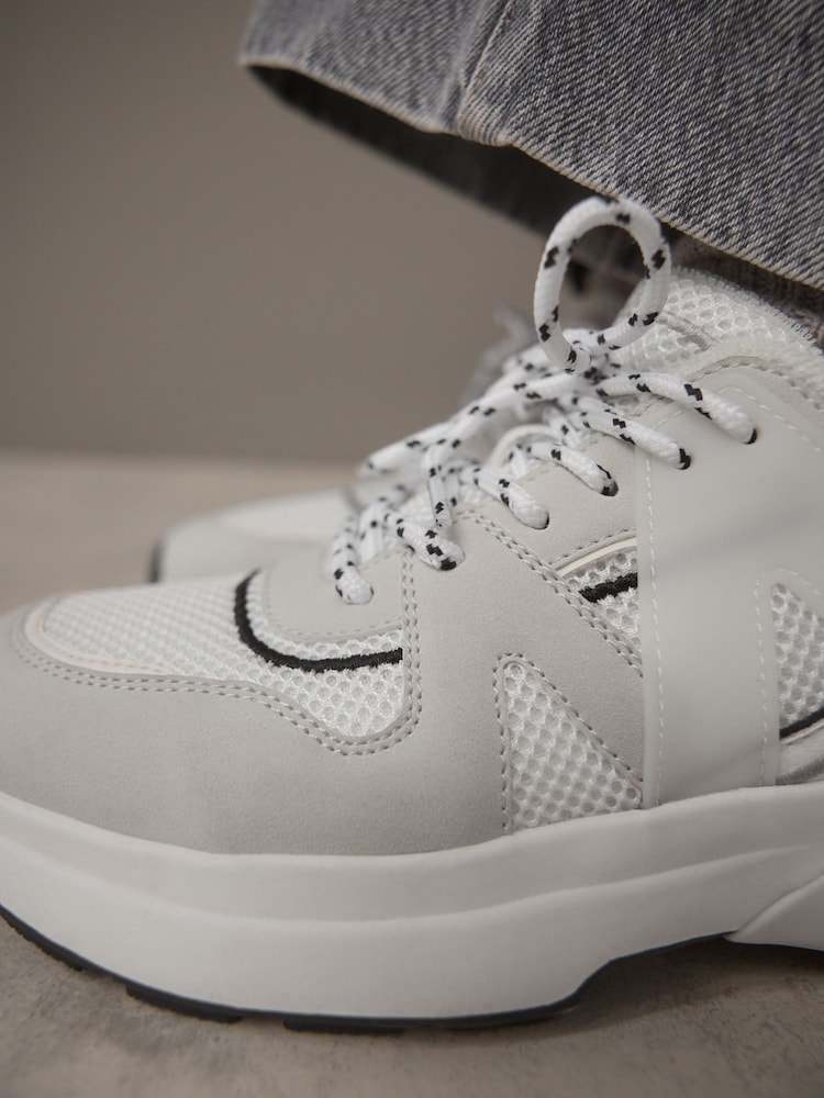 Neutral Forever Comfort® Chunky Sole Mesh Detail Lace-Up Trainers - Image 6 of 12