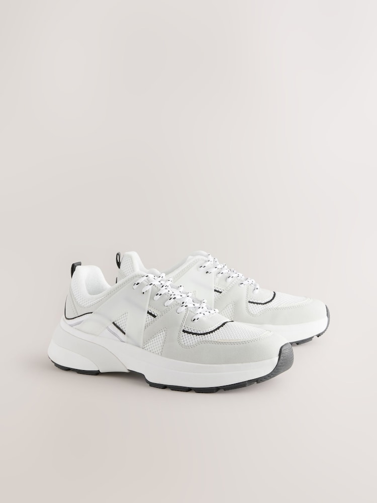 Neutral Forever Comfort® Chunky Sole Mesh Detail Lace-Up Trainers - Image 9 of 12