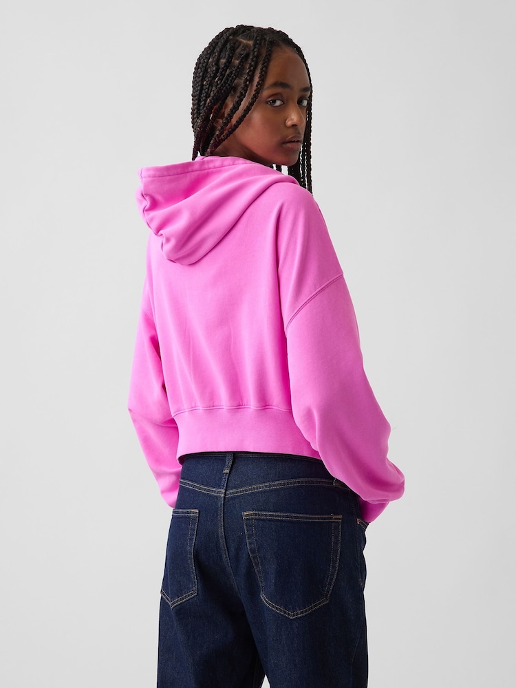 Gap Pink Vintage Soft Oversized Logo Zip-Up Hoodie - Image 2 of 4