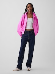 Gap Pink Vintage Soft Oversized Logo Zip-Up Hoodie - Image 3 of 4