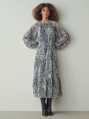 ONLY Grey Animal Leopard Snake Print Midi Dress - Image 1 of 5