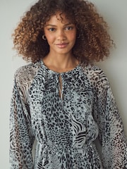 ONLY Grey Animal Leopard Snake Print Midi Dress - Image 2 of 5
