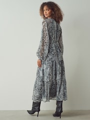 ONLY Grey Animal Leopard Snake Print Midi Dress - Image 3 of 5