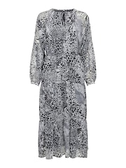 ONLY Grey Animal Leopard Snake Print Midi Dress - Image 4 of 5