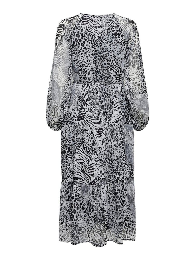 ONLY Grey Animal Leopard Snake Print Midi Dress - Image 5 of 5