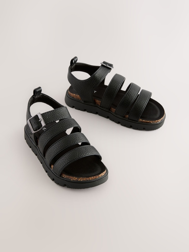 Schwarz - Sandalen mit Korkfussbett und dicker Sohle - Bild 1 von 5 Schwarz - Sandalen mit Korkfussbett und dicker Sohle - Bild 1 von 5