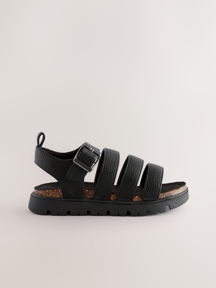 Schwarz - Sandalen mit Korkfussbett und dicker Sohle - Bild 2 von 5 Schwarz - Sandalen mit Korkfussbett und dicker Sohle - Bild 2 von 5
