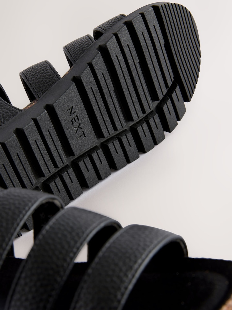 Black Chunky Corkbed Sandals - Image 3 of 5