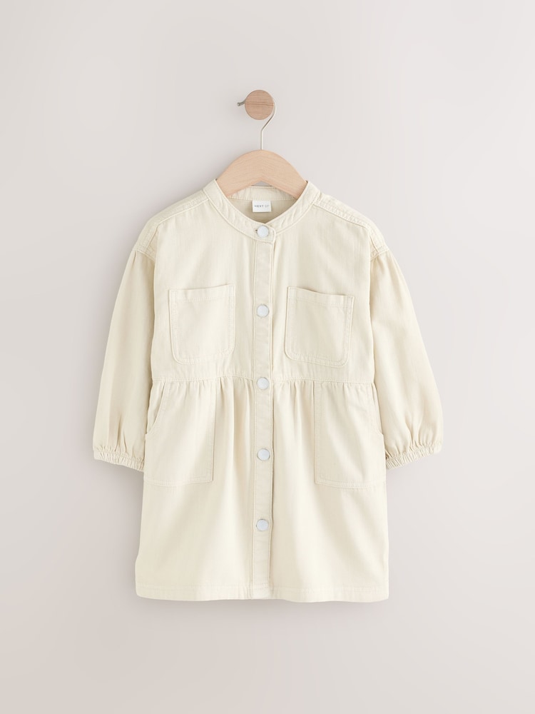 Ecru White 100% Cotton Shirt Dress - Image 1 of 3