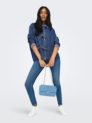 ONLY Blue 100% Cotton Tie Front Bow Denim Jacket - Image 3 of 7