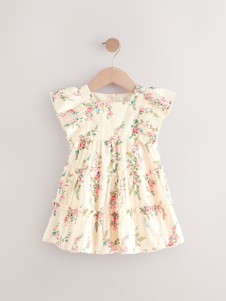 Pink Printed Broderie Dress (3mths-8yrs) - Image 5 of 8