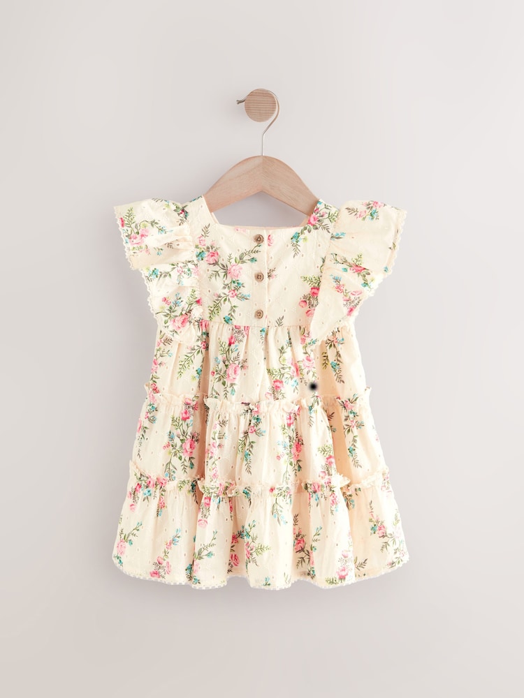 Pink Printed Broderie Dress (3mths-8yrs) - Image 6 of 8