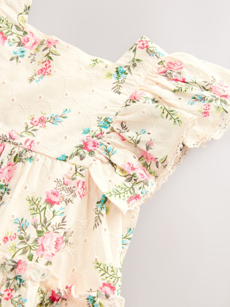 Pink Printed Broderie Dress (3mths-8yrs) - Image 7 of 8