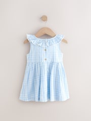 Blue Embroidered Shirred Collar Summer Dress (3mths-8yrs) - Image 5 of 8