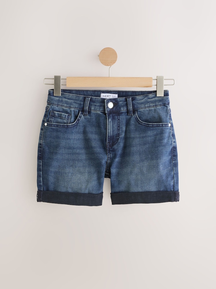 Mid Blue Denim Mid Wash Boy Shorts - Image 1 of 3