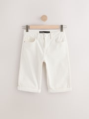 White Knee Length Denim Shorts - Image 1 of 2