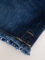 Denim Dark Blue 5 Pocket Frayed 100% Cotton Shorts - Image 3 of 3