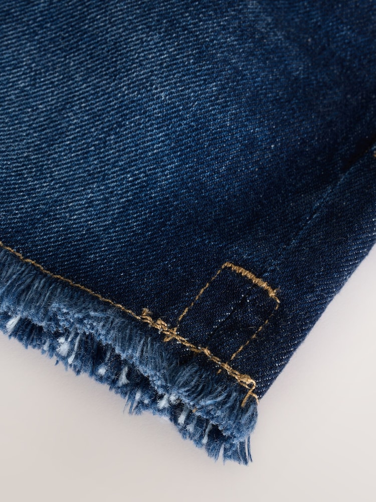 Denim Dark Blue 5 Pocket Frayed 100% Cotton Shorts - Image 3 of 3