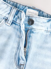 Denim Bleach Wash 5 Pocket Bleach Wash Fray 100% Cotton Shorts - Image 2 of 3