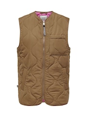JDY Brown Onion Quilted Zip Through Gilet - Image 4 of 5