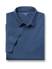 Charles Tyrwhitt Blue Plain Short Sleeve Jersey Smart 100% Cotton Polo Shirt - Image 3 of 5