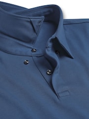 Charles Tyrwhitt Blue Plain Short Sleeve Jersey Smart 100% Cotton Polo Shirt - Image 4 of 5