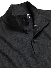 Charles Tyrwhitt Black Merino Button Neck Jumper - Image 5 of 6