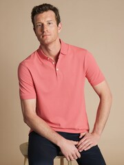 قميص بولو بيكيه قطن قابل للتمدد بكم قصير من Charles Tyrwhitt - صورة 2 من 6