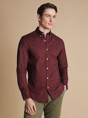 Charles Tyrwhitt unifarbenes Stretch-Oxfordhemd mit Button-Down-Kragen in Slim-Fit aus 100 % Baumwolle - Bild 1 von 5